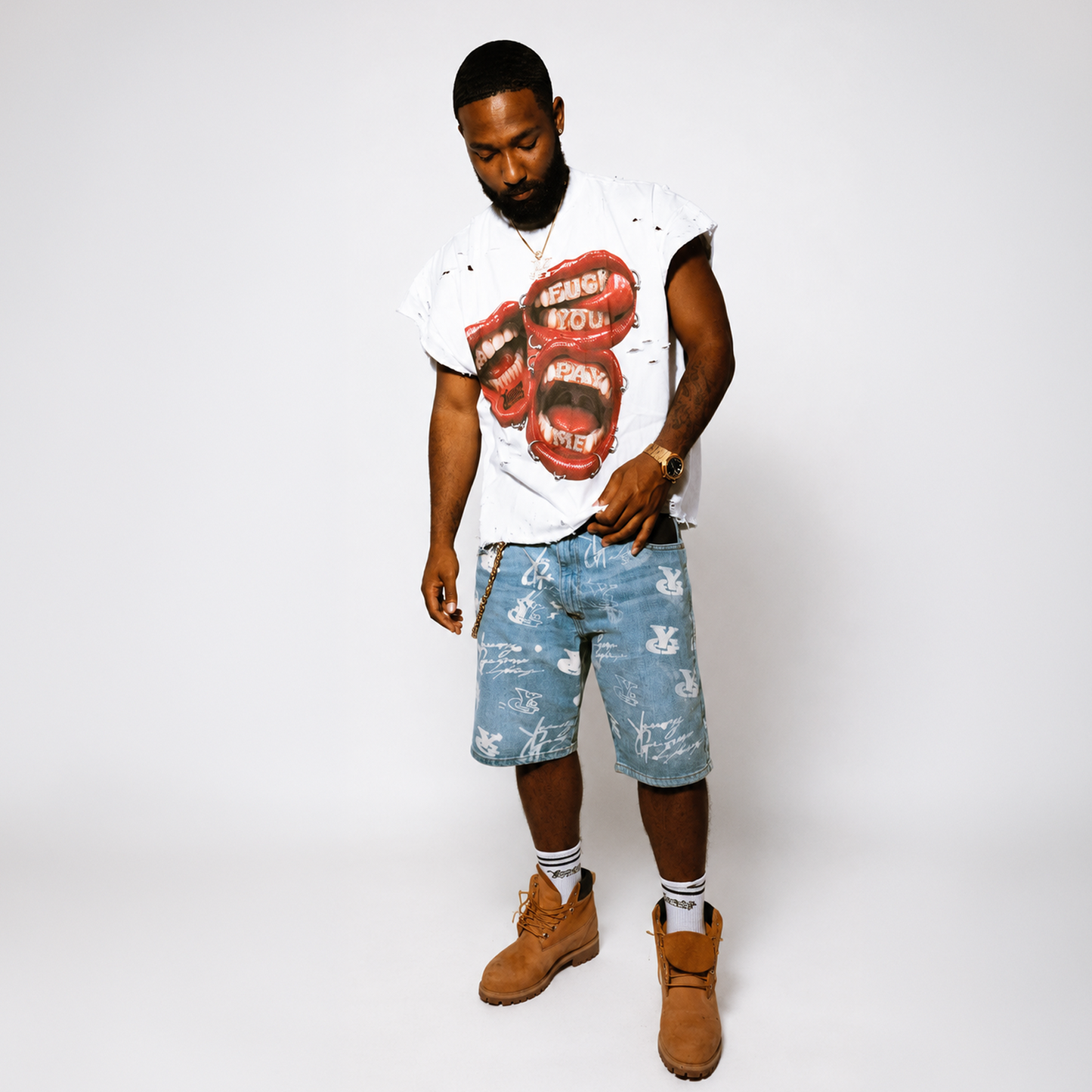 Fuc* You Pay Me Distressed Tee